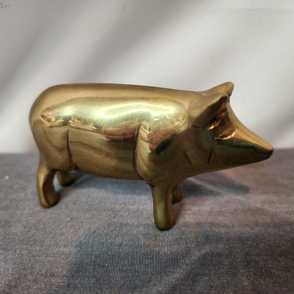Vintage Brass Pig Figurine